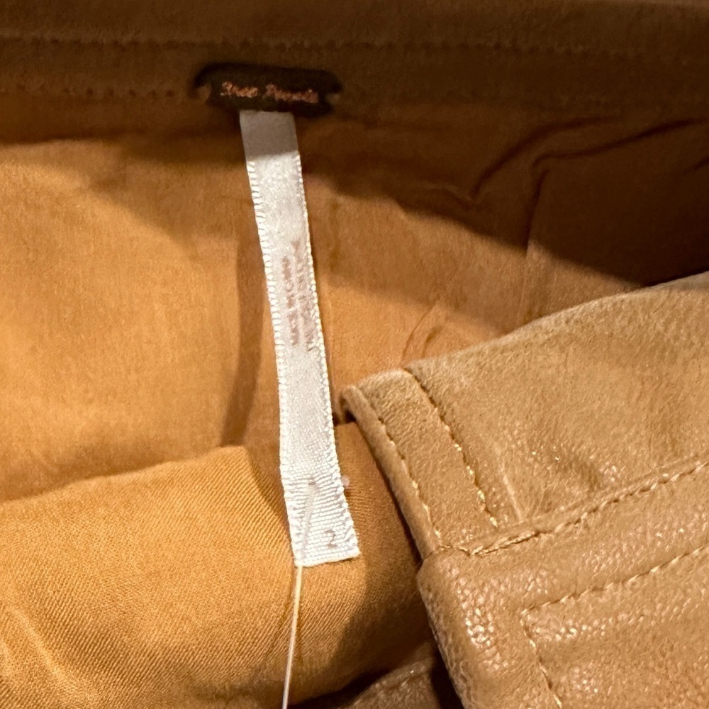 Free People Ari Wrap Camel brown/ tanfaux suede mini skirt size 2 - Picture 8 of 9